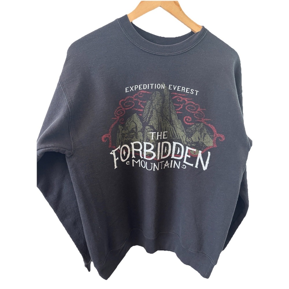 Disney World Sweatshirt Sz M Black Expedition Everest The Forbidden Mountain Vtg